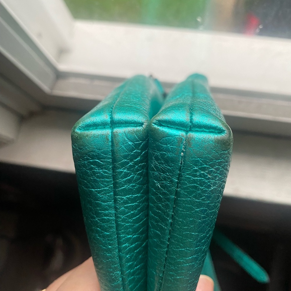 Coach Metallic Teal Pebble Leather Crossbody - Picture 9 of 16